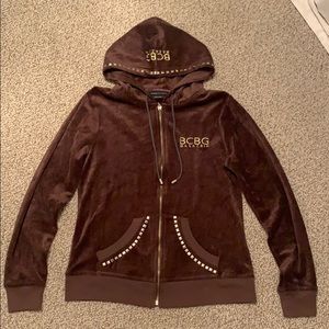 BCBG MAXAZRIA Velour Zipper Hoodie Sz M